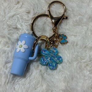 Blue and Gold Flower Keychain